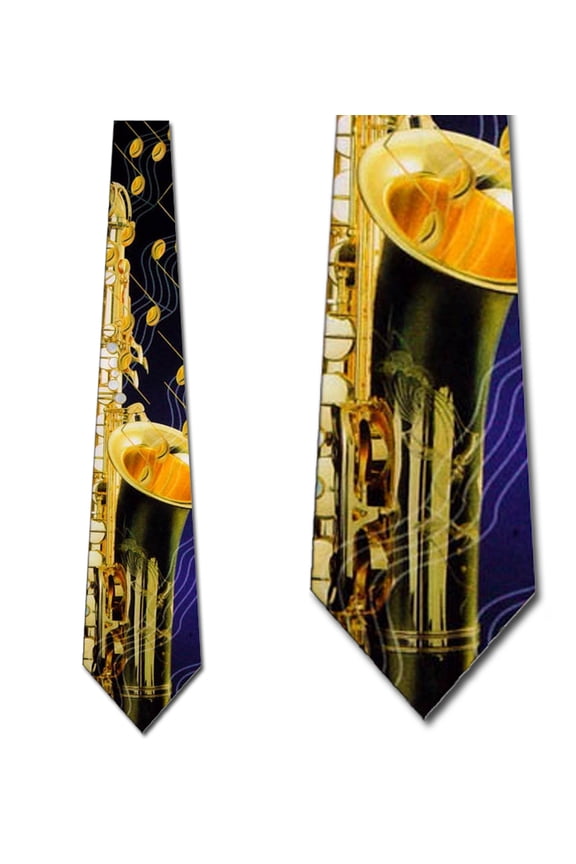 Saxophone and Notes Necktie Mens Tie