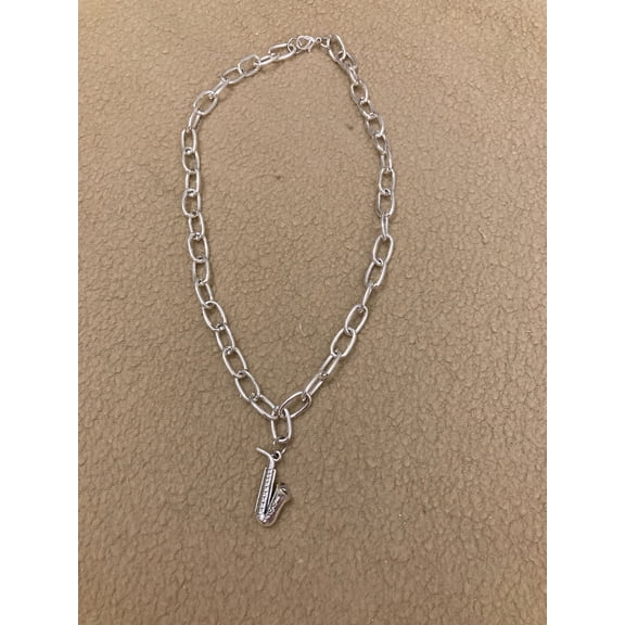Saxophone love curb necklace