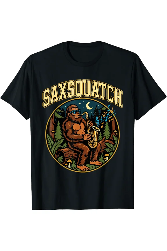Saxsquatch Bigfoot Saxophone Player Jazz Music Humor T-Shirt