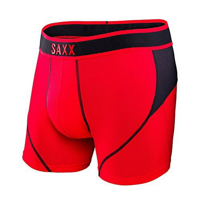 Saxx Mens Kinetic Performance Boxers Underwear Large Black Red