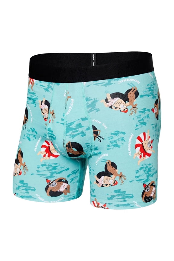 Underwear Droptemp Cooling Cotton Men's Boxer Briefs Small - Postcard From Santa / Turquoise