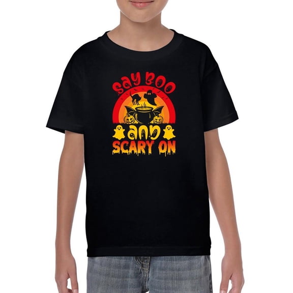 Say Boo And Scary On T-Shirt Juniors -Image by Shutterstock,  Large