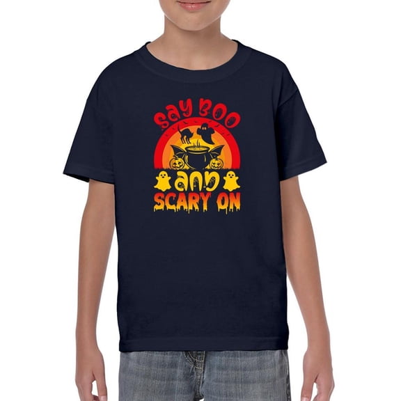 Say Boo And Scary On T-Shirt Juniors -Image by Shutterstock,  x-Large