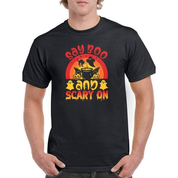 Say Boo And Scary On T-Shirt Men -Image by Shutterstock, Male x-Large