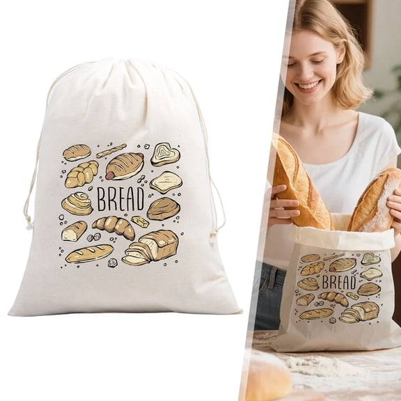 Say Goodbye to Stale Bread Reusable Cotton Bread Storage Bag for Homemade Sourdough & Artisan Loaves, Extra Large Drawstring Bread Keeper for Freshness Kitchen Freezer Travel