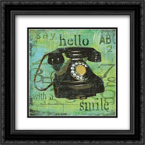 Say Hello With a Smile 2x Matted 20x20 Black Ornate Framed Art Print by Robinson, Carol