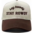 thumbnail image 1 of Say Howdy Stay Rowdy Hat, Western Trucker Hat for Men and Women, Funny Embroidered Cowboy Cap, Country Style Adjustable Snapback Hat, 1 of 5