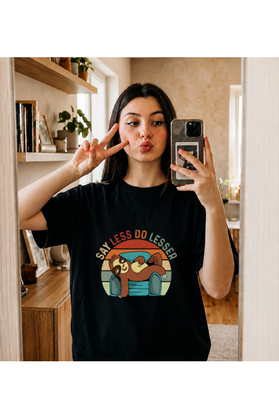 Say Less Do Lesser Retro Funny Sloth Saying T-Shirt unisex S- 5XL