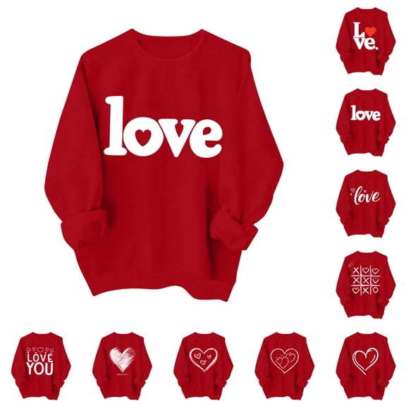 Say 'Love' with Hearts! Women's Red Valentine's Day Hoodie Soft and Romantic Pullover Wine S