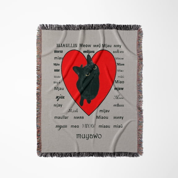 Say Meow In Every Language Fun Cat Vector Art, Woven Blanket