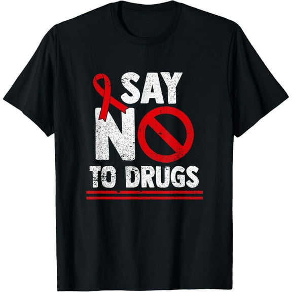Say No To Drugs Support Red Ribbon Awareness Week T-ShirtMen and women, Black T-shirt, size: Extra large
