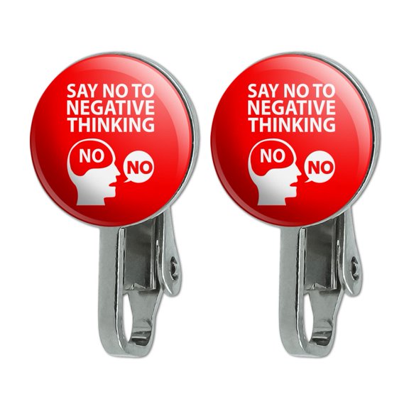 Say No To Negative Thinking Novelty Clip-On Stud Earrings