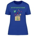 thumbnail image 1 of Say No To Plastic Bags Cartoon T-Shirt Women -Image by Shutterstock, Female XX-Large, 1 of 2