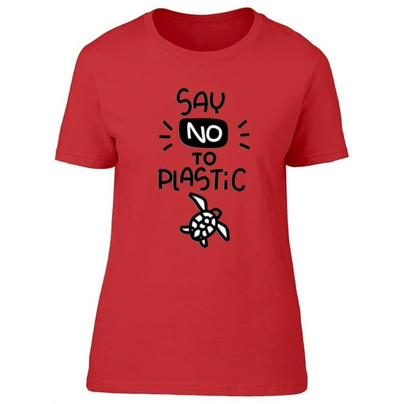 Say No To Plastic Little Turtle T-Shirt Women -Image by Shutterstock, Female Medium