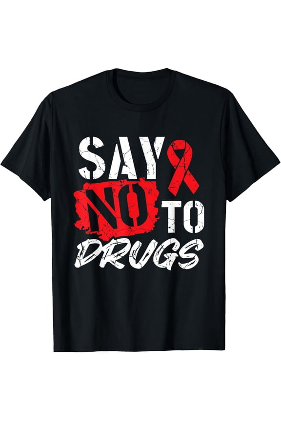 Say No to Drugs We Wear Red for Red Ribbon Week T-ShirtMen and women, Black T-shirt, size: Extra large