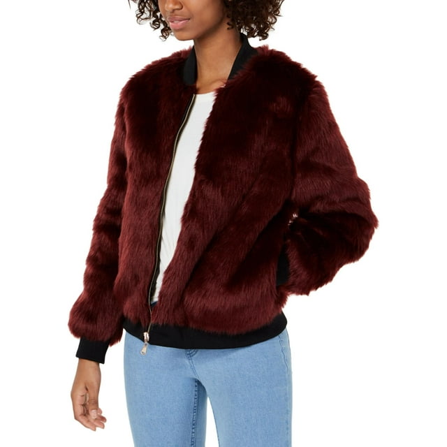 Say What? Juniors' Faux-Fur Jacket Red Size Extra Large