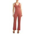 thumbnail image 1 of Say What? Juniors' Ribknit Button Front Sleeveless Wide Leg Jumpsuit, 1 of 3