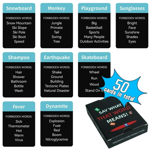 Say What That Word Means! 50 Adult Guessing Game Cards - Describe the Word Board Game, Party Ice Breaker, Creative Thinking Game for Adults