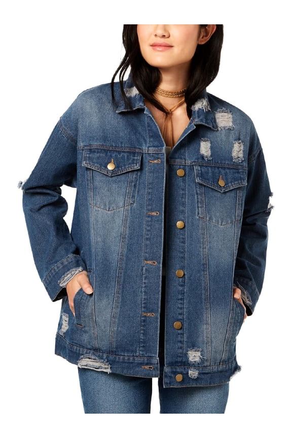 Womens Destroyed Long Sleeves Denim Jacket