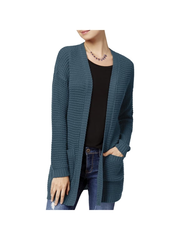 Womens Juniors Drapey Open Front Duster Sweater