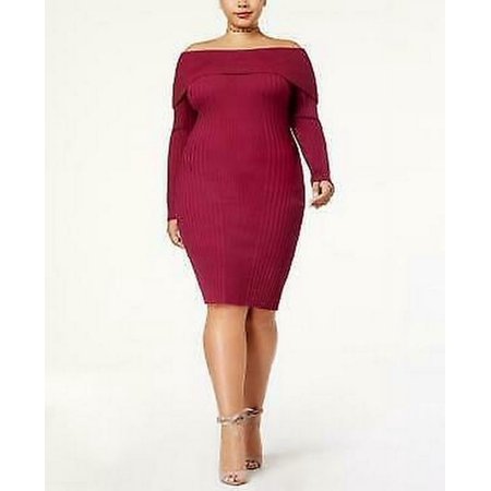 Say What? Womens Plus Off-the-Shoulder Party Bodycon Dress, Size 1X: 1X/Purple