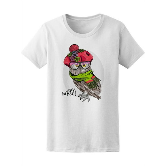 Say Whoo! Cute Owl T-Shirt Women -Image by Shutterstock, Female XX-Large