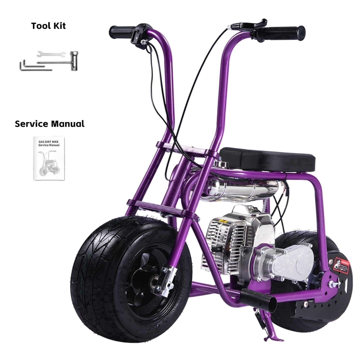 Say Yeah 50cc Mini Dirt Bike, 2-Stroke Gas Off-Road Motorcycle for Kids Age 8-15, 10-Inch Fat Tires, Heavy Duty Frame, 150 lbs , Purple