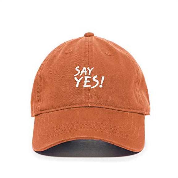 Say Yes Baseball Cap Embroidered Cotton Adjustable Dad Hat Orange
