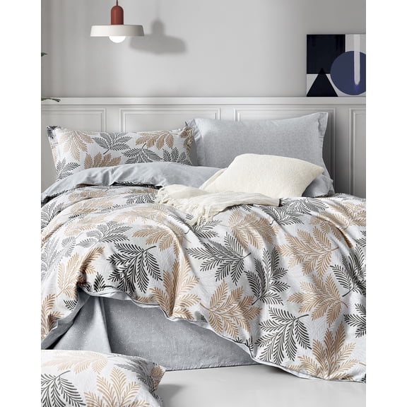 Say Yes Bedding Brown Floral 100% Cotton Reversible Comforter Set - King