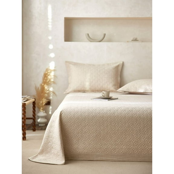 Say Yes Bedding Manjusaka Linen Quilt/Coverlet Set with Pillowcases - Top Grade&Natural , King Size