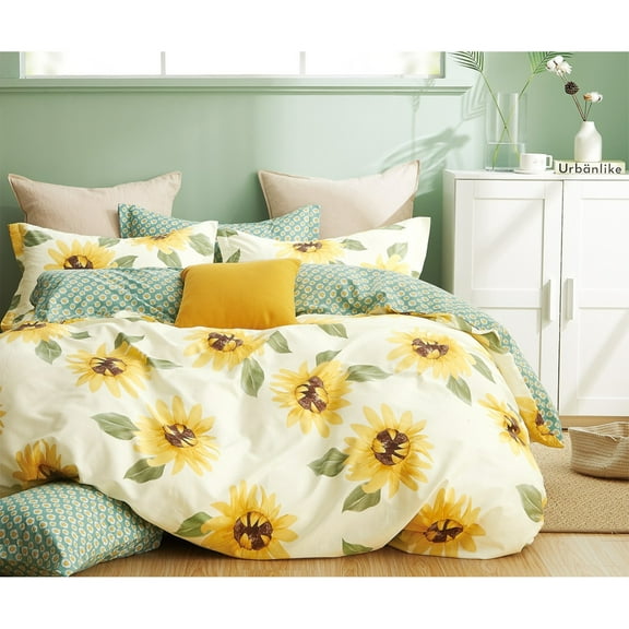 Say Yes Bedding Mia Sunflower 100% Cotton Comforter Set, Fluffy Comforter, Queen/Full Size