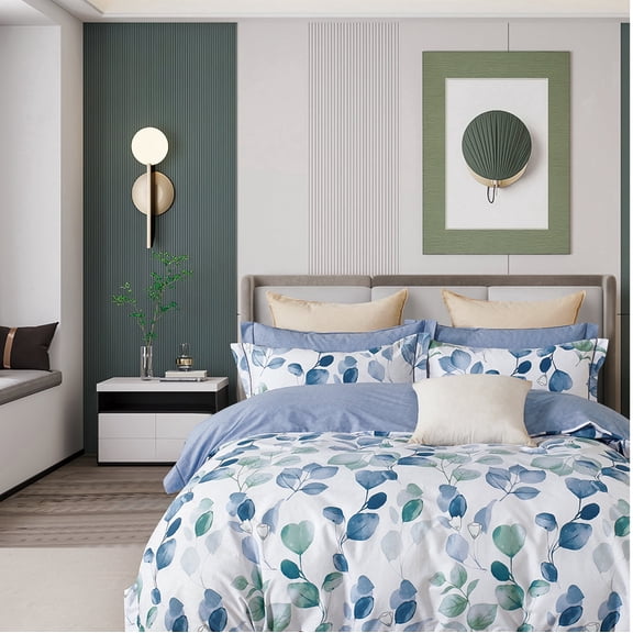 Say Yes Bedding Elora 3-Piece Blue Canterbury Bells Comforter Set, Full/Queen