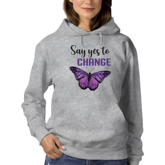 Say Yes To Change, Buttefly Hoodie Women -Smartprints Designs, Female 4X-Large