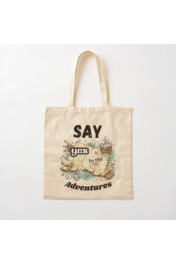 Say Yes To The Adventure Canvas Tote Bags, Reusable Shopping Bag