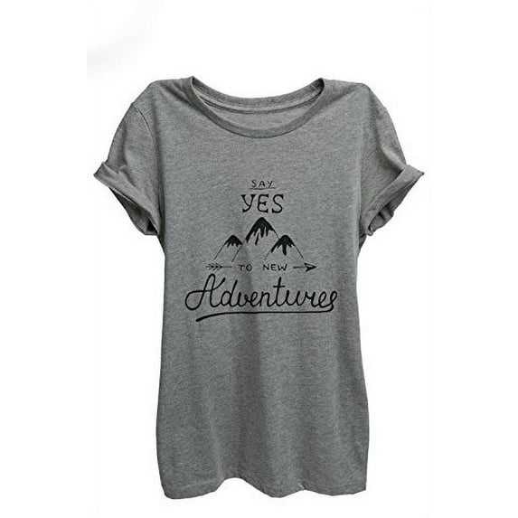 Say Yes to Adventure Relaxed T-Shirt Tee - Women - Deep Heather Grey - XX-Large