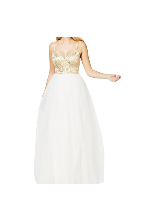 Womens Tulle Glitter Gown Dress whitegold 5/6 - Juniors