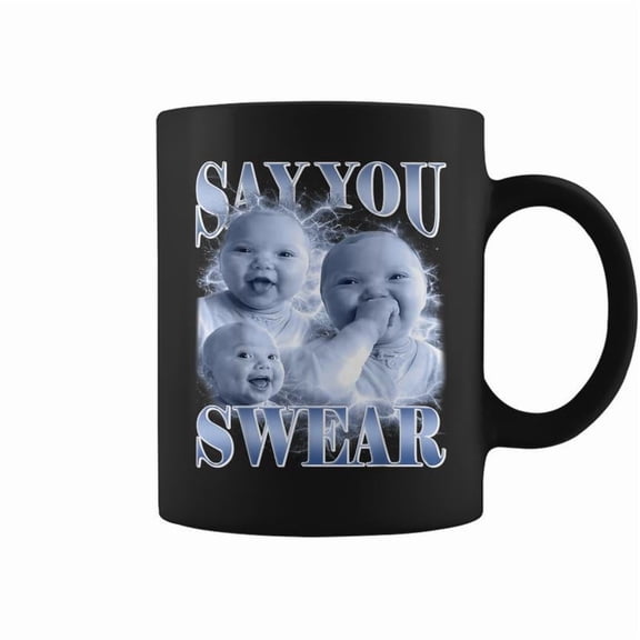 Say You Swear Ai Niche Baby Holding Back Laugh Genz Meme Coffee Mugs