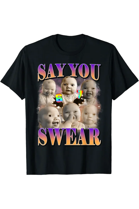 Say You Swear Ai Niche Baby Holding Back Laugh Genz Meme T-Shirt