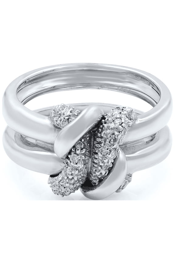 Diamond Knot Ladies Ring 18K White Gold 0.18 Cttw Size 7