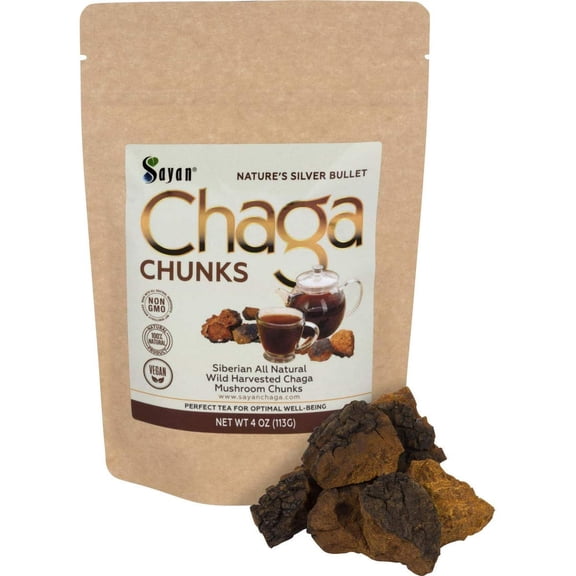 Sayan Herbal Supplement, Immune System Raw Chaga Mushroom Chunks, (4 oz)