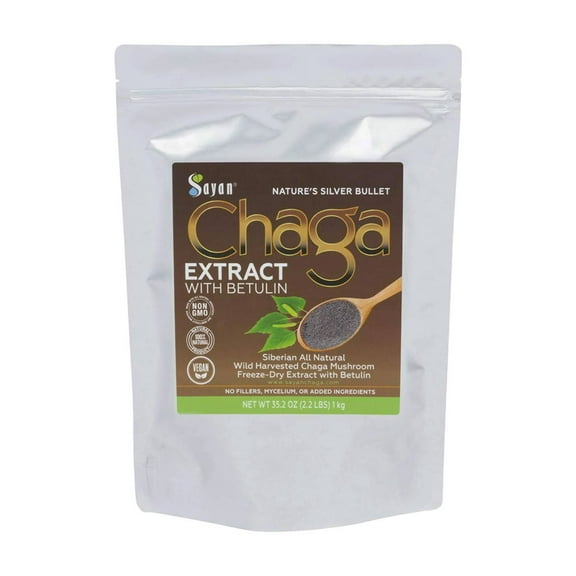 Sayan Siberian Chaga Mushroom Tea, Caffeine Free Tea W/Betulin Birch Bark Extract (Black, 2.2 lb)