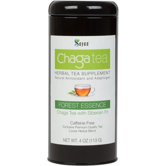 Sayan Herbal Tea Siberian Chaga Mushroom Loose Tea W/Fir , 4 oz Black - Mix of Raw and Extract Chaga