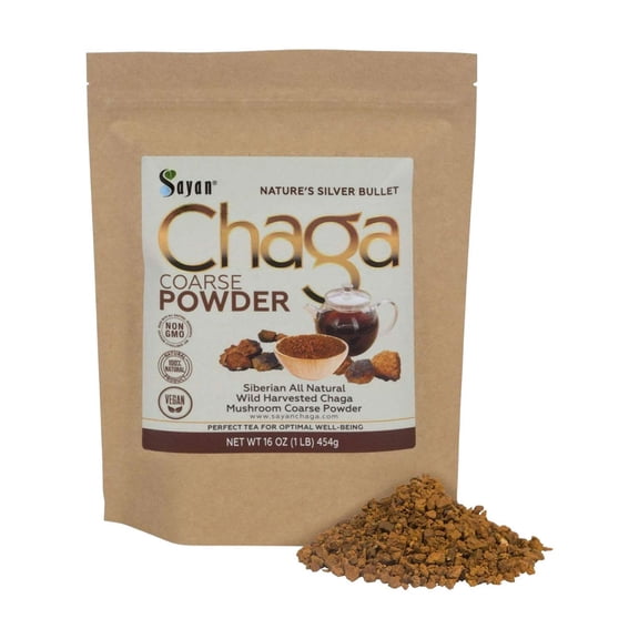 Sayan Herbal Tea, Siberian Raw Coarse Chaga Powder, Immune and Digestive Support Supplements (1 lb)
