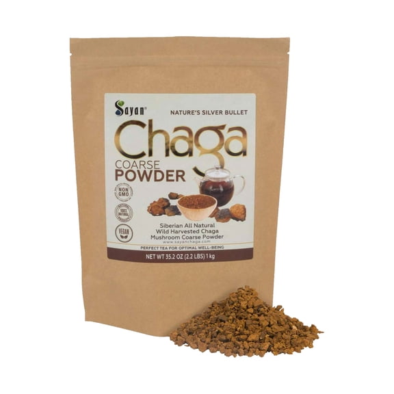 Sayan Herbal Tea, Siberian Raw Coarse Chaga Powder, Immune and Digestive Support Supplements (2.2 lb)