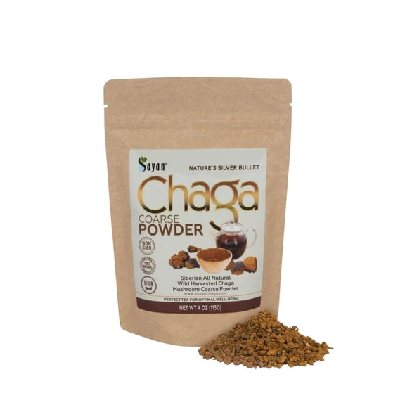 Sayan Herbal Tea, Siberian Raw Coarse Chaga Powder, Immune and Digestive Support Supplements (4 OZ)