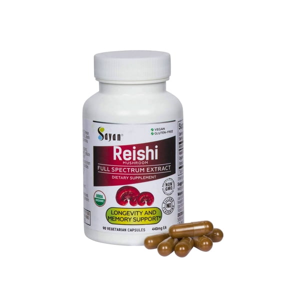 Sayan Reishi Mushroom Extract Capsules, Supplement for Heart Support (90 Count)