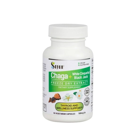 Sayan Siberian Chaga Mushroom Extract Supplement, Immune and Wellness Support Capsules (90 Count)