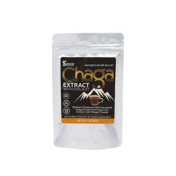 Sayan Siberian Chaga Mushroom Extract Shilajit Powder, Herbal Supplement (Black, 2 oz)