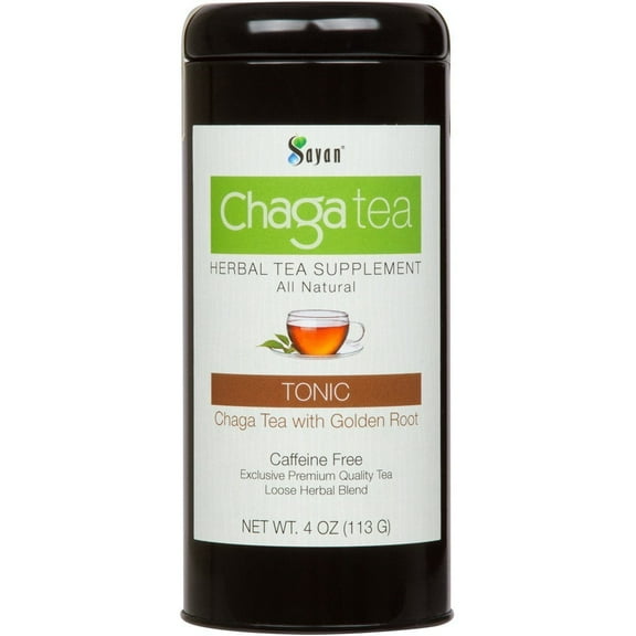 Sayan Siberian Chaga Mushroom Tea, Caffeine Free Loose Tea W/Golden Root (4 Oz)