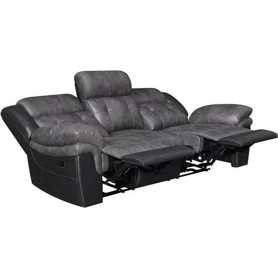 Saybrook Tufted Cushion Motion Sofa Charcoal and Black